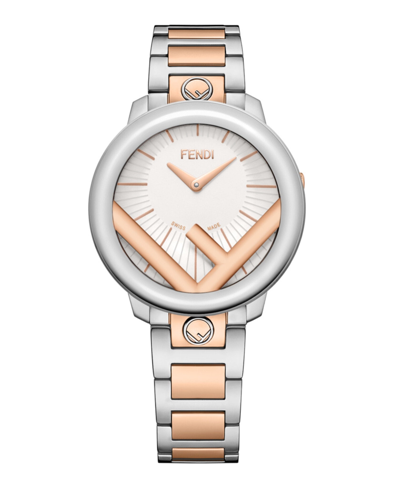 Fendi Womens Run Away Two Tone 36mm Bracelet Fashion Watch