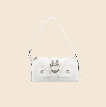 CHRISTIAN DIOR WHITE LEATHER FLIGHT BAG