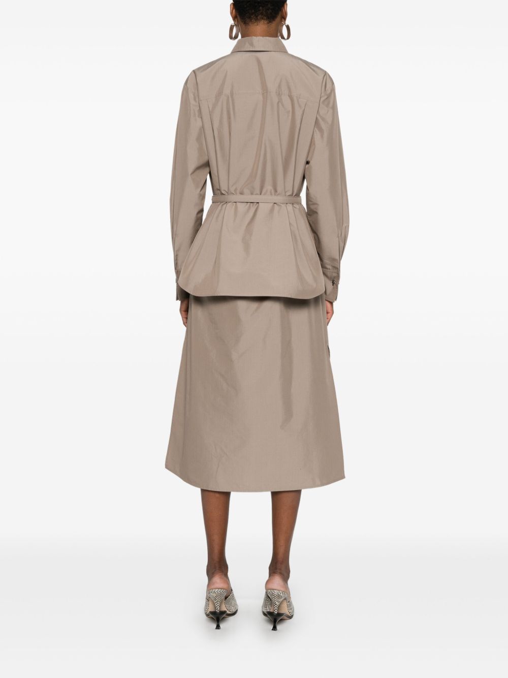 FENDI Cotton and Silk Blend Shirtdress with Adjustable Waist Belt