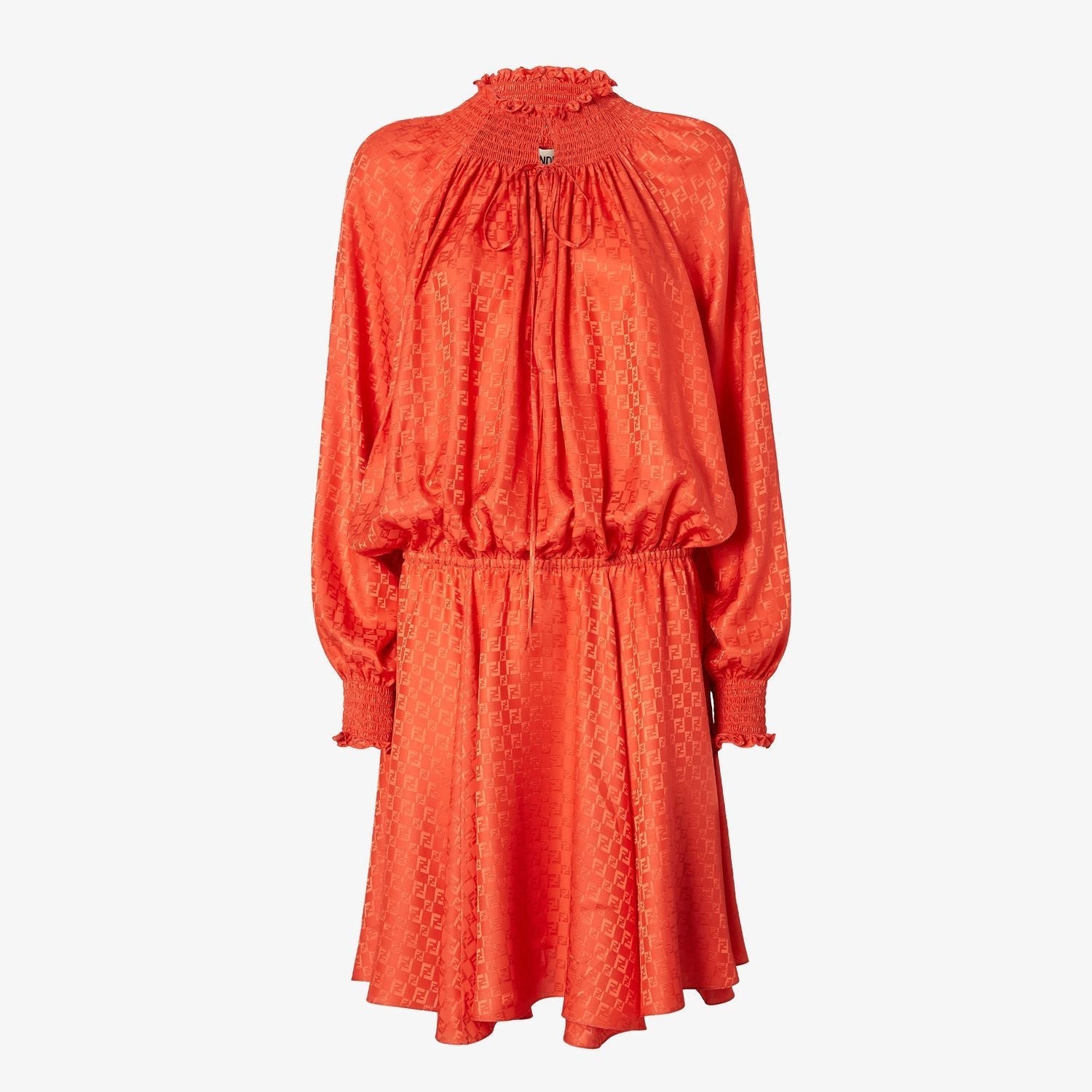 FENDI Fluid Mini Silk Jacquard Dress with Bow Ties