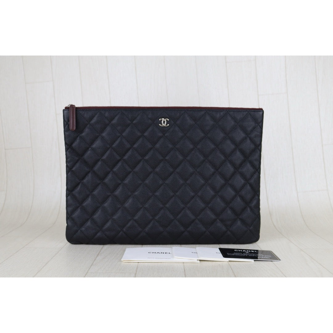 Very Good ( Rank A)? CHANEL Caviar Skin  Klassische Pochette Mit Reissverschluss  Black Made In 2018Year?S25062315
