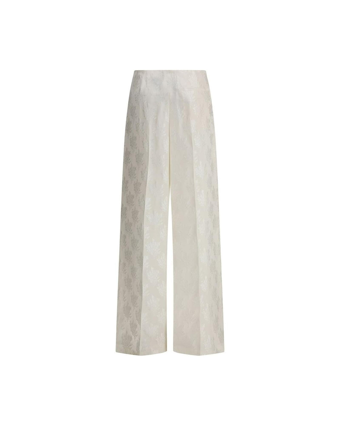 Fendi Floral Jacquard Wide Leg Pants Women Cream