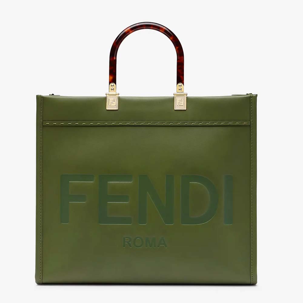 Fendi Sunshine Medium Green Leather Bag