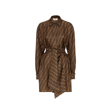 FENDI Chic FF Monogram Silk Mini Dress for Women