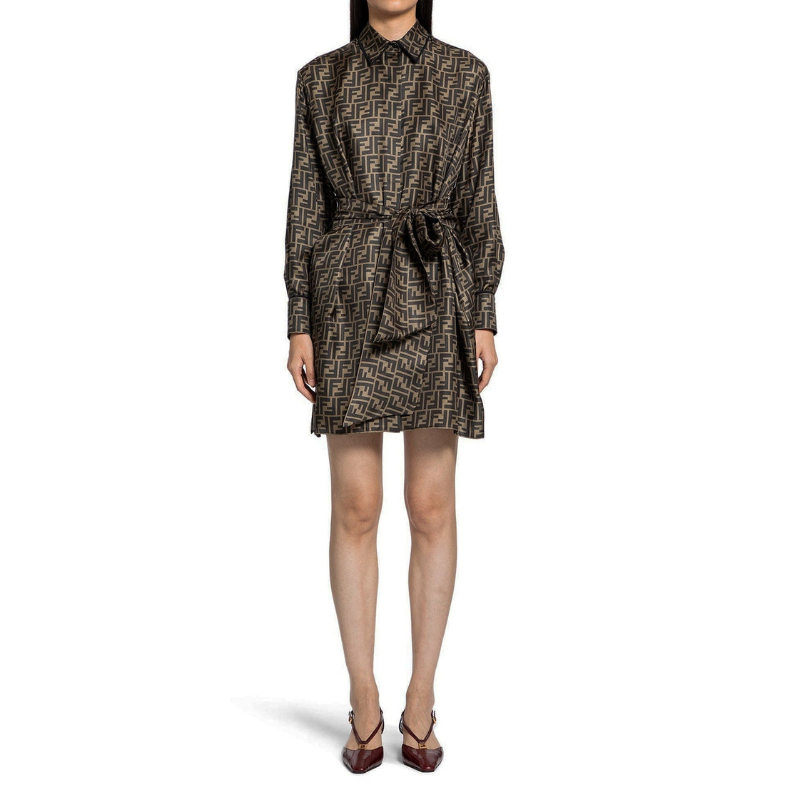 FENDI Chic FF Monogram Silk Mini Dress for Women