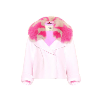 FENDI Fur Collar Cashmere Cape Jacket - Women's
