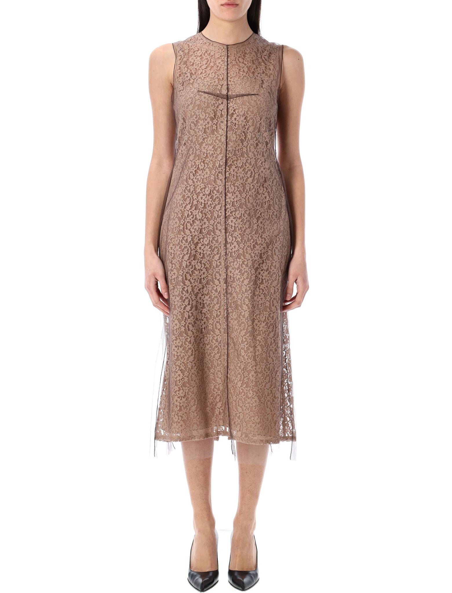 FENDI Lace Midi Dress with Central Vent - Size 40