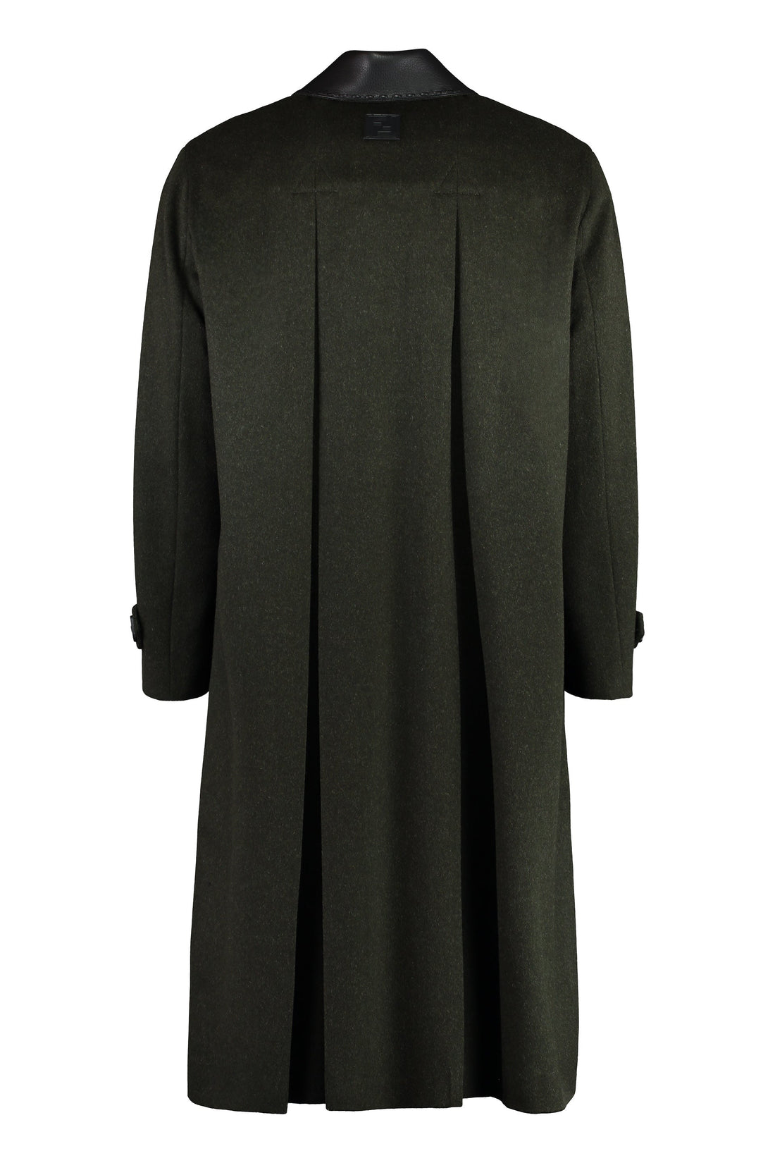 FENDI Wool Blend Jacket with Leather Collar for Men