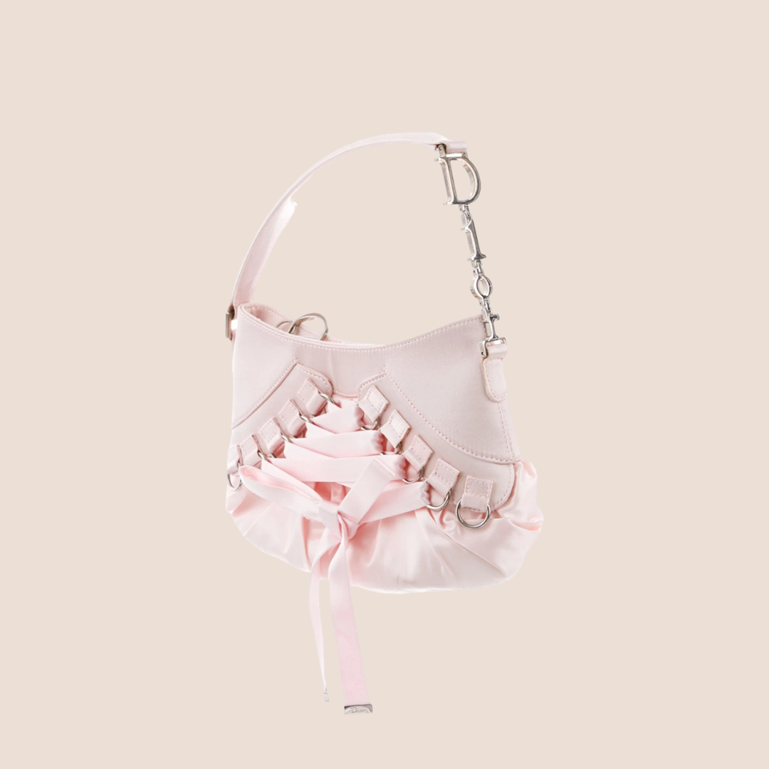 CHRISTIAN DIOR 2005 PINK SATIN MINI CORSET BAG
