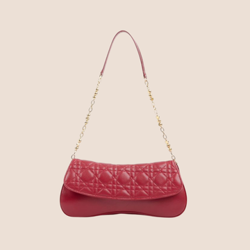 CHRISTIAN DIOR CANNAGE RED LEATHER SHOULDER BAG