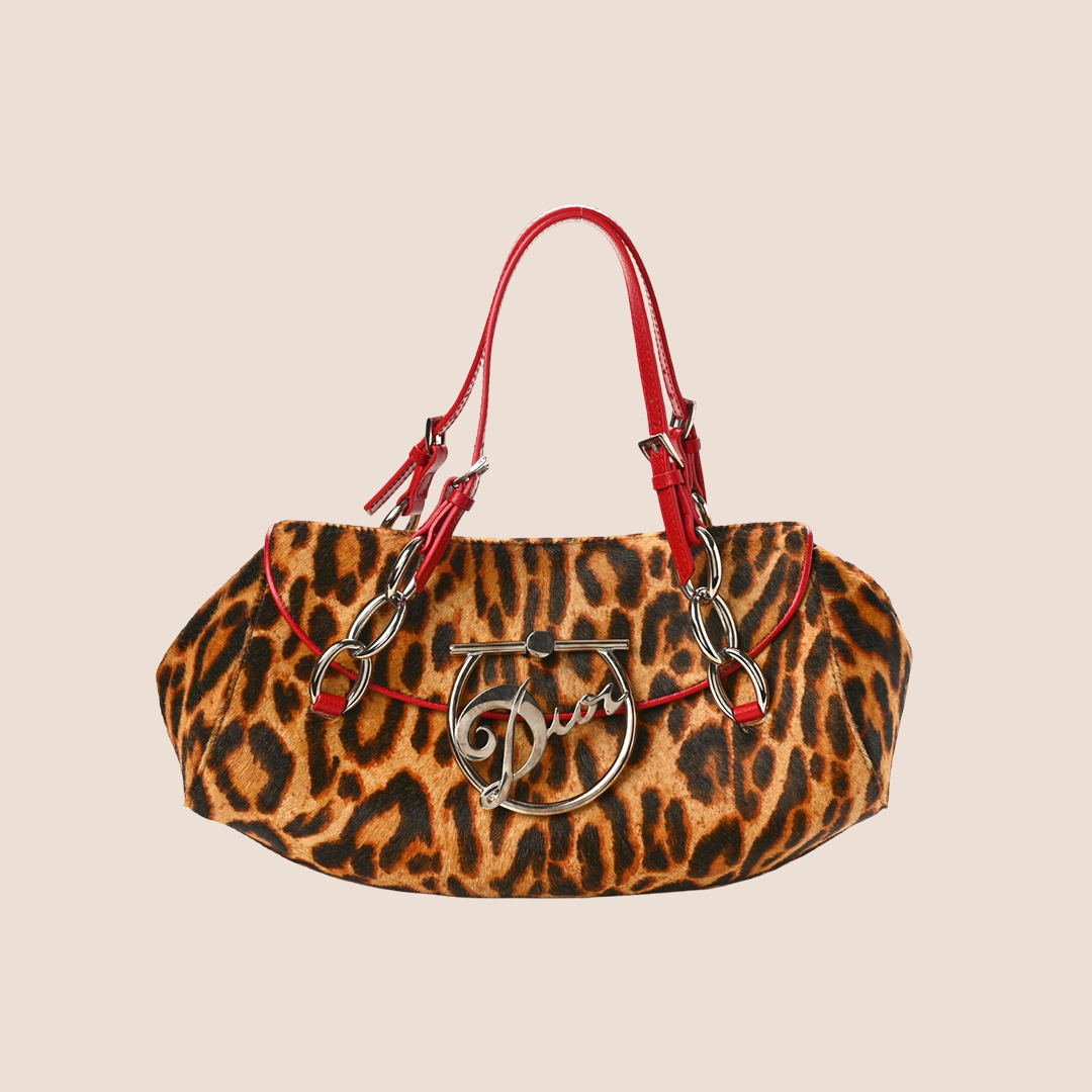 CHRISTIAN DIOR 2004 LEOPARD PRINT DIVA SHOULDER BAG