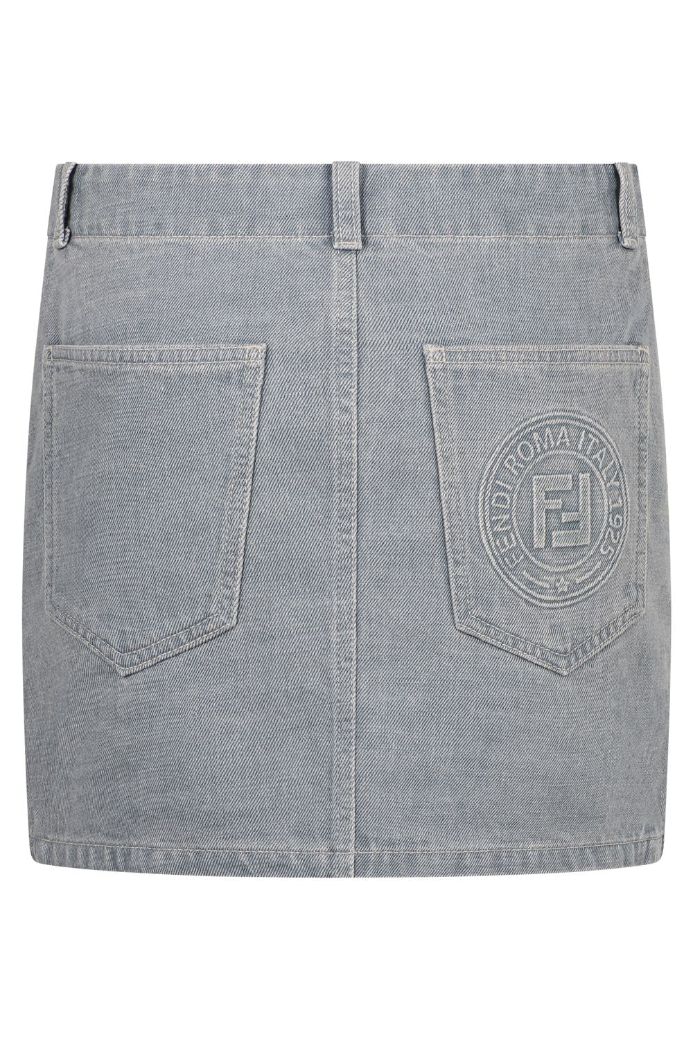 FENDI Women's Mini Denim Skirt with Logo Back