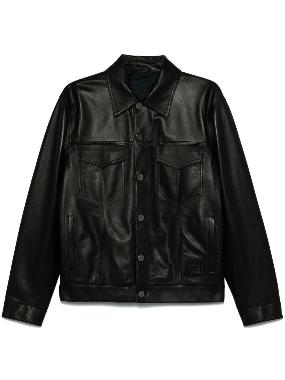 FENDI Embossed FF Patch Nappa Leather Blouson Jacket