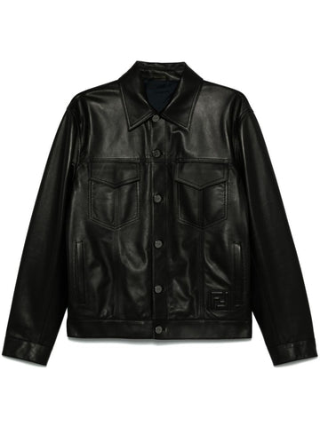 FENDI Embossed FF Patch Nappa Leather Blouson Jacket