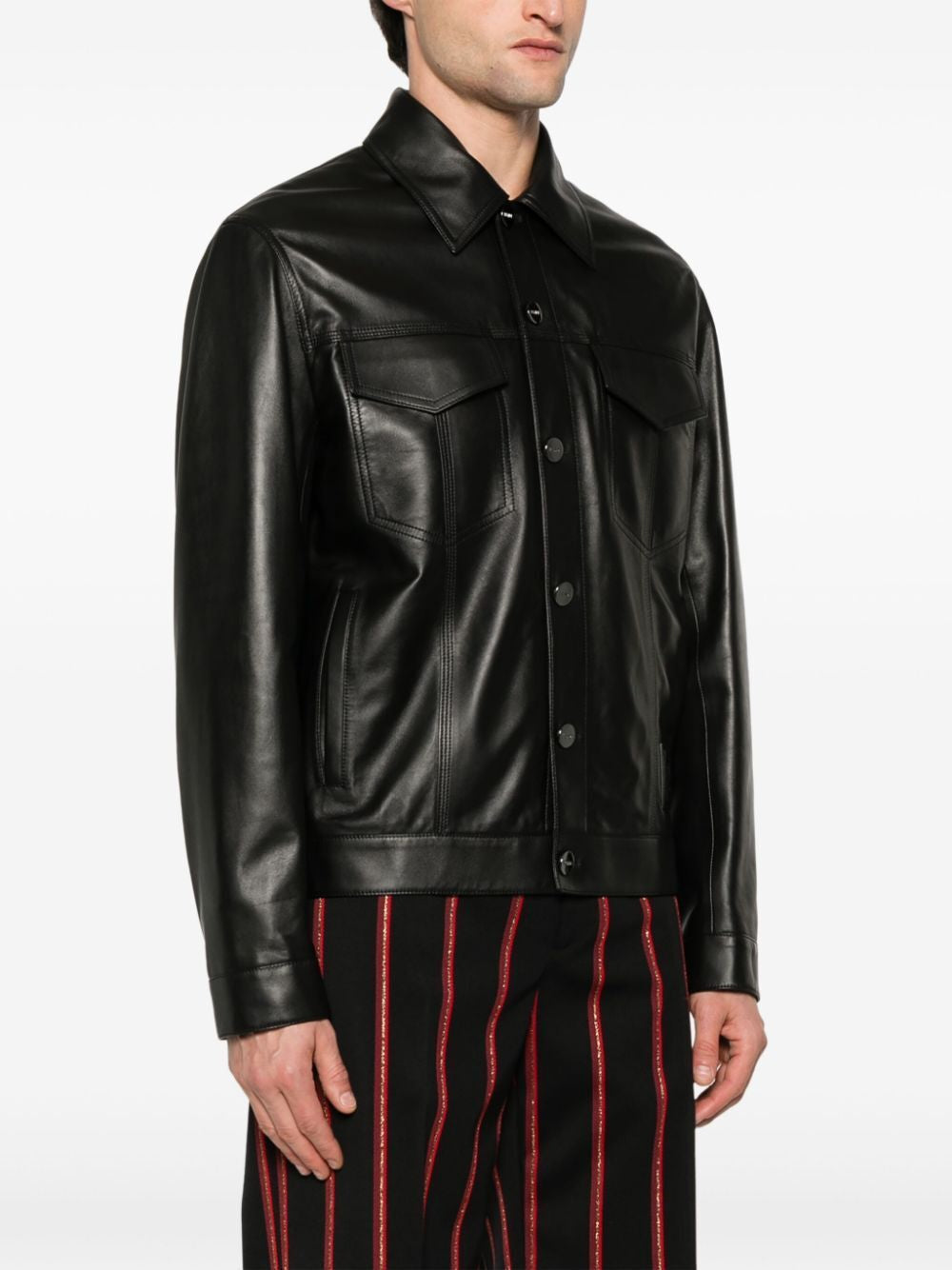 FENDI Embossed FF Patch Nappa Leather Blouson Jacket