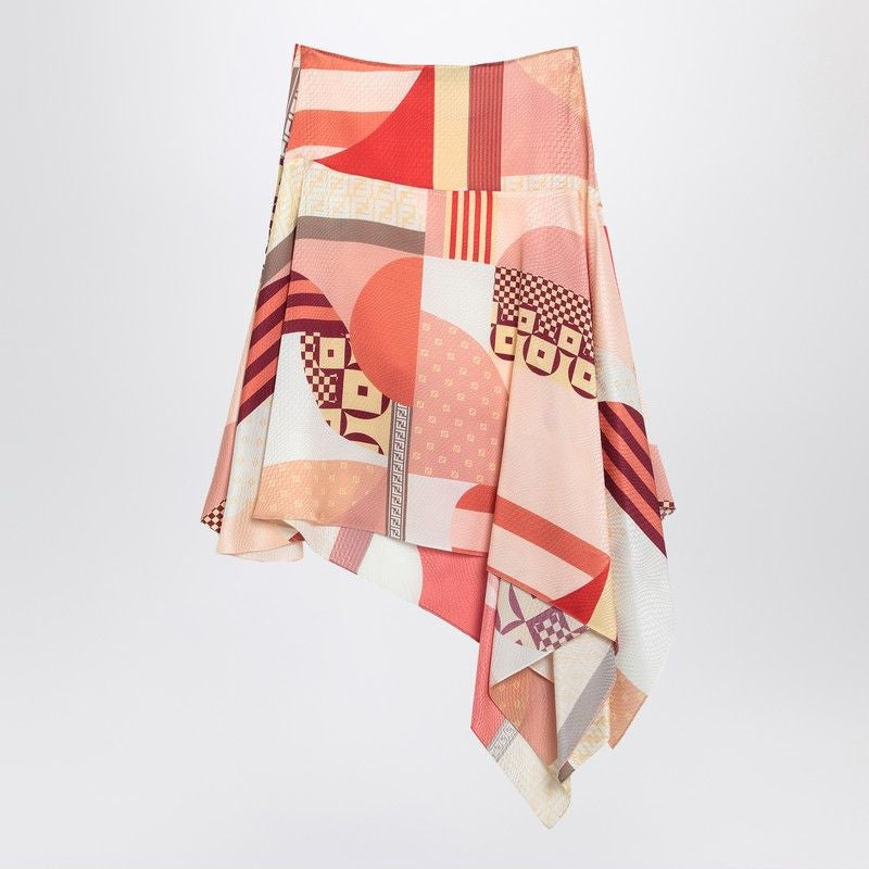 FENDI Silk Skirt with Patchwork Print