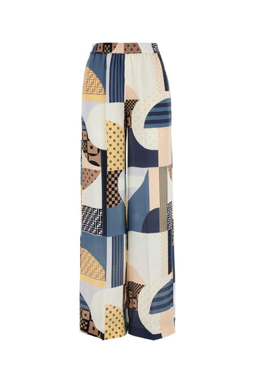 FENDI Flowing Silk Patchwork Print Pyjama Trousers