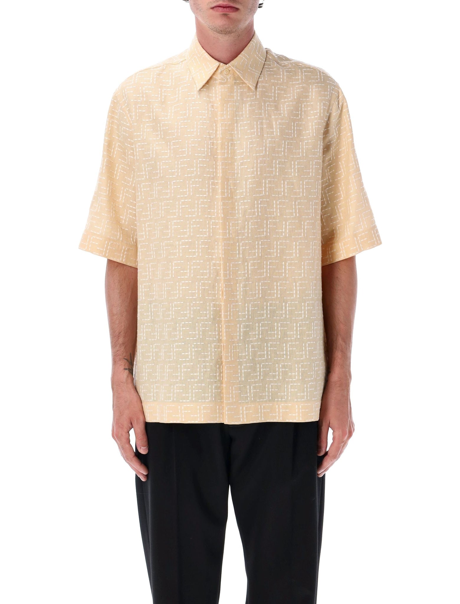 FENDI Oversize Short Sleeve Jacquard Shirt - Size M
