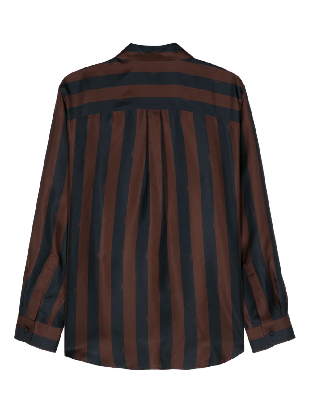 FENDI Silk Twill Weave Striped Shirt with Classic Collar