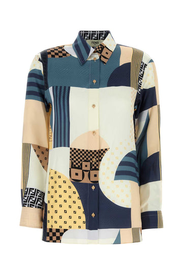 FENDI Patchwork Crepe Satin Shirt for Women - SS25 Collection