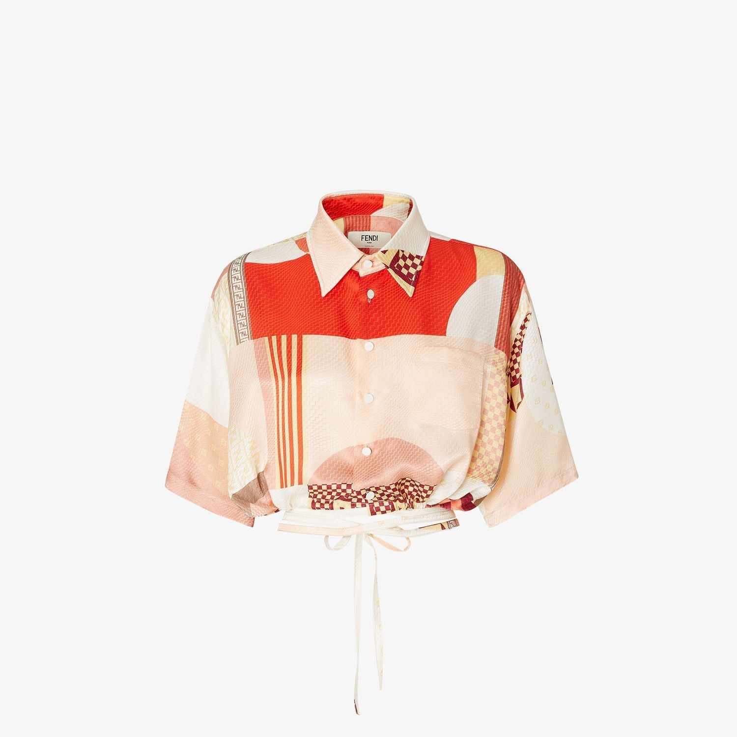 FENDI Silk Mini Abstract Print Button-Up Shirt