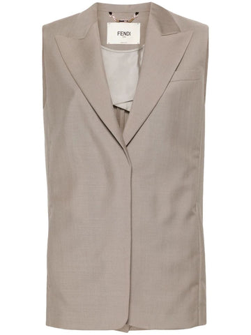 FENDI Embroidered Logo Mohair Wool Waistcoat