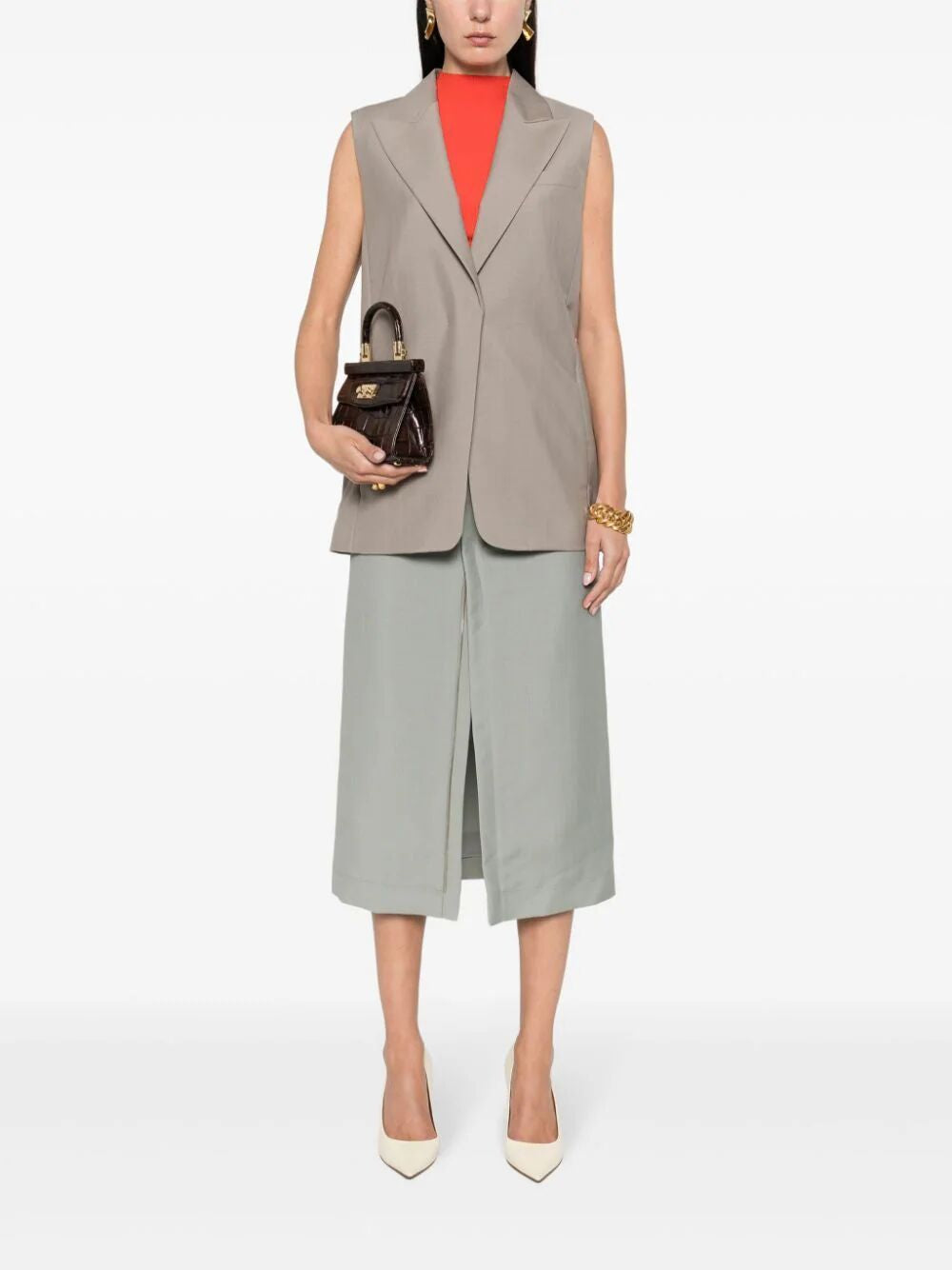 FENDI Embroidered Logo Mohair Wool Waistcoat