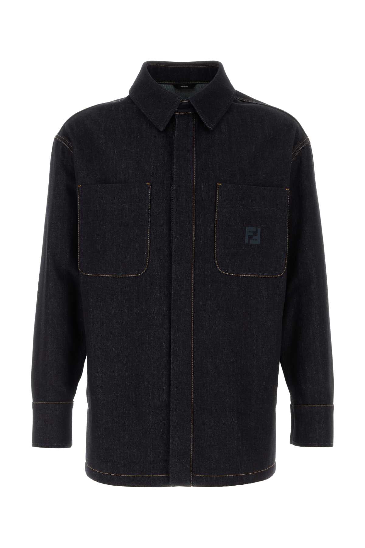 FENDI Men's Embroidered Denim Jacket