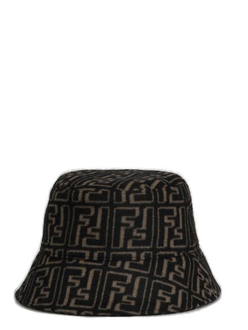 FENDI Logo Printed Raffia Bucket Hat