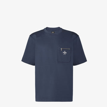 FENDI Men's Short-Sleeved Crew-Neck T-Shirt with Zip Pocket - Size L