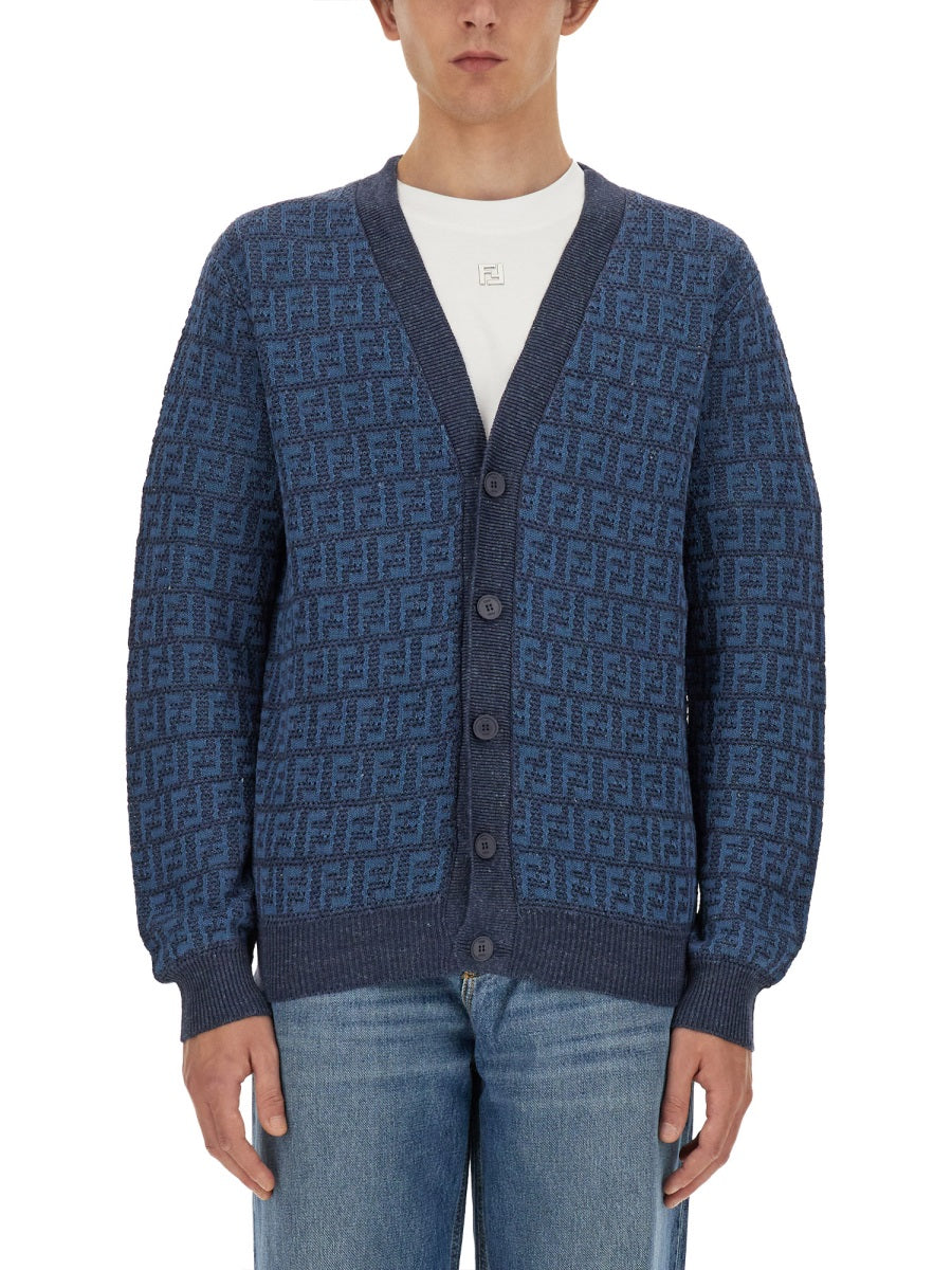 FENDI Linen Cotton Blend Cardigan - Size 48