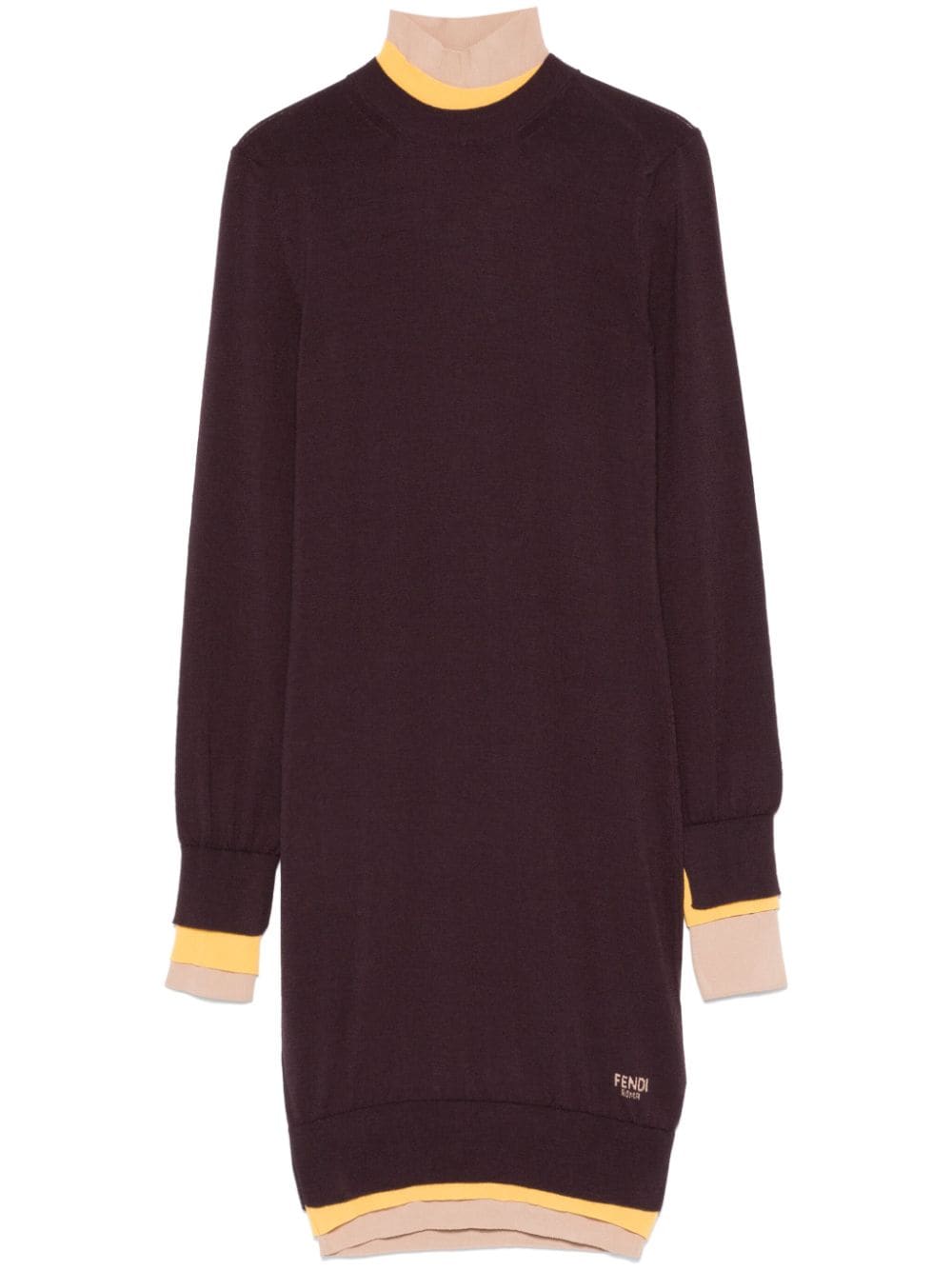 FENDI Chic Knit Dress with High Neck and Long Sleeves