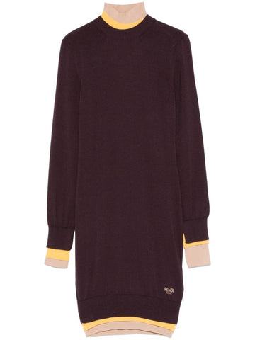 FENDI Chic Knit Dress with High Neck and Long Sleeves