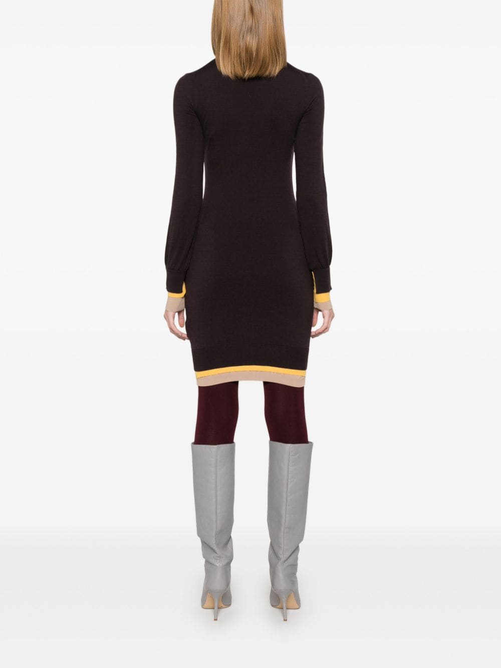 FENDI Chic Knit Dress with High Neck and Long Sleeves