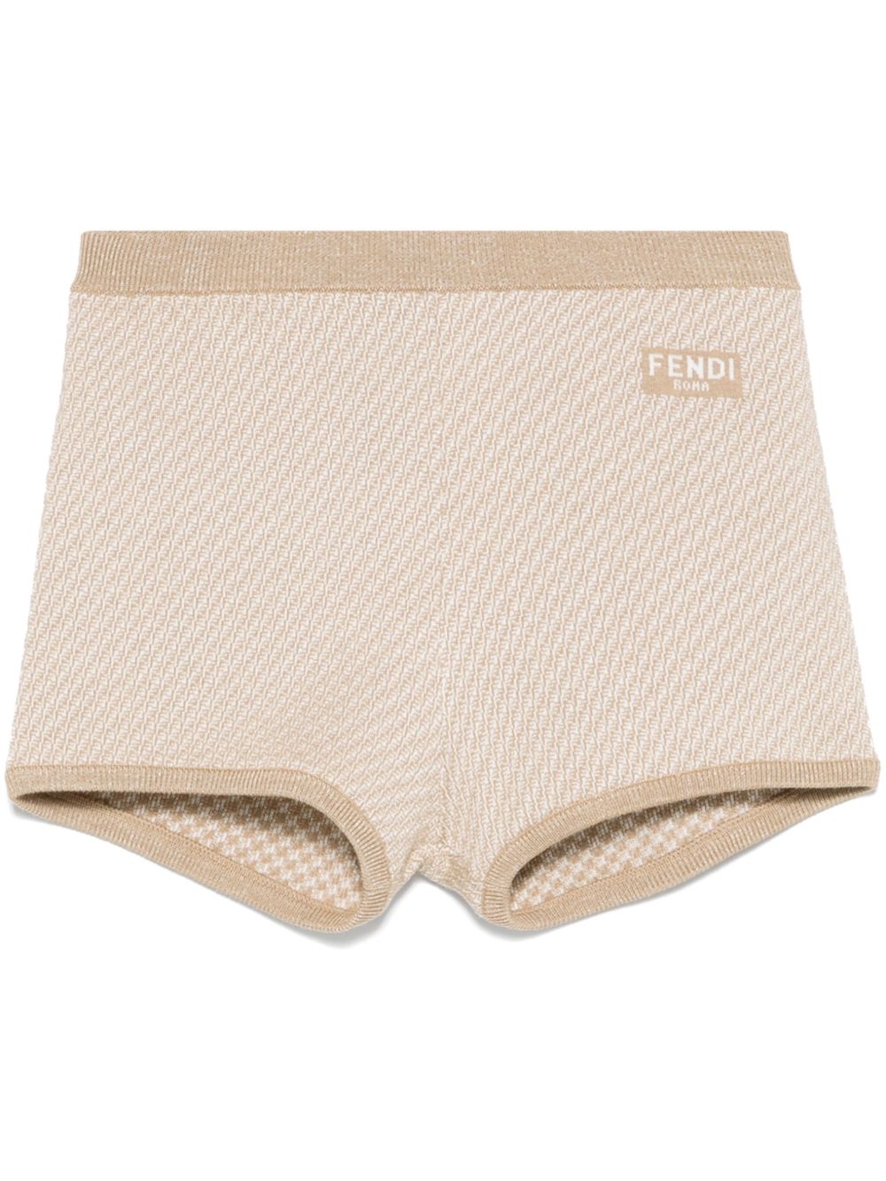 FENDI Women's Mini Wool Shorts with Jacquard Logo