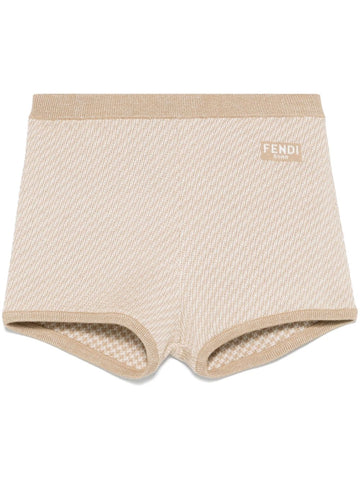FENDI Women's Mini Wool Shorts with Jacquard Logo