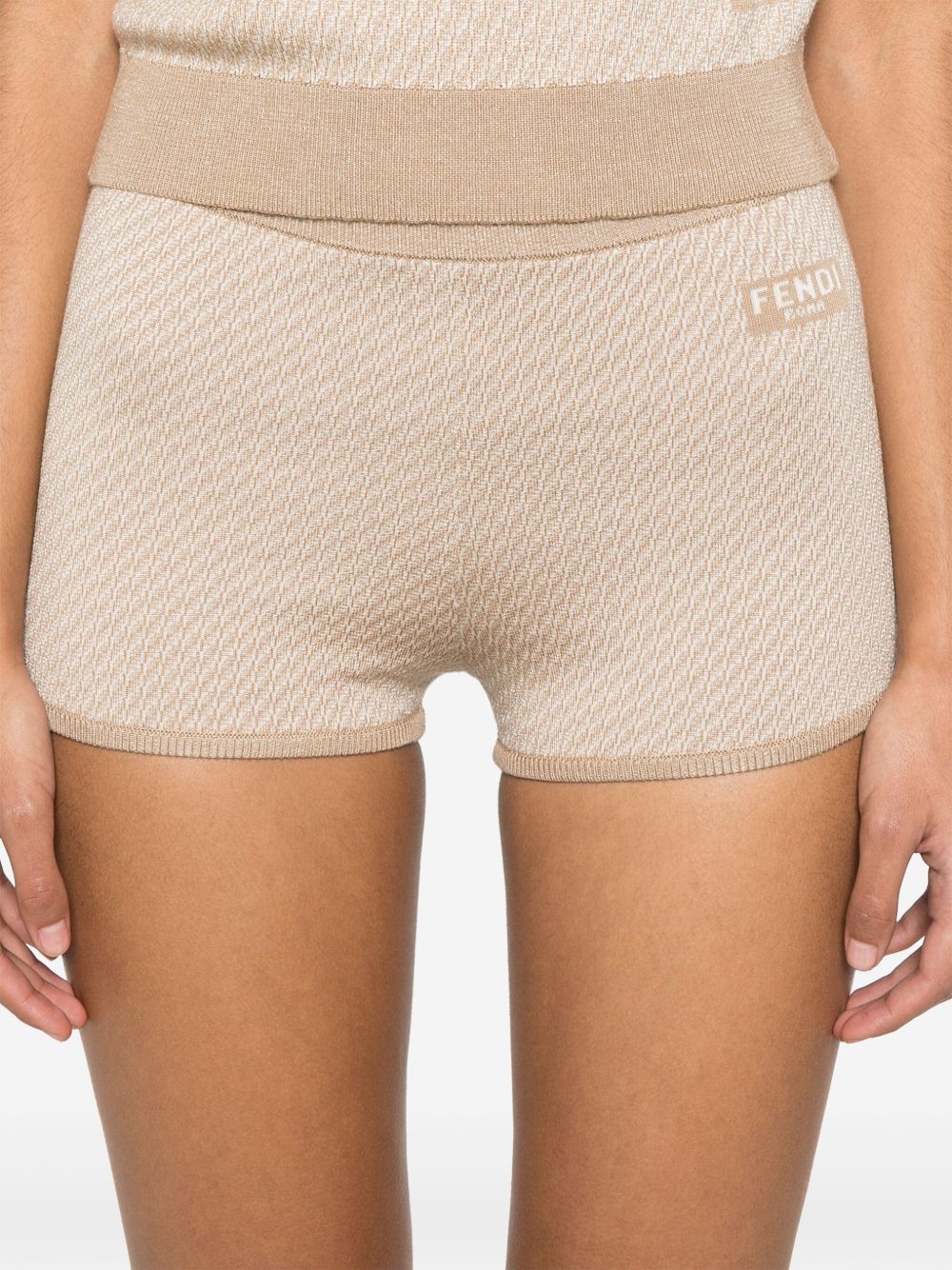 FENDI Women's Mini Wool Shorts with Jacquard Logo