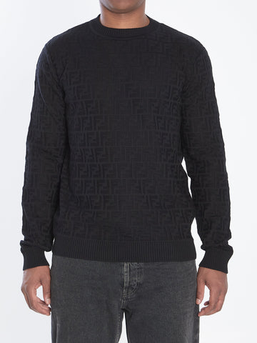 FENDI Men's FF Monogram Pullover Sweater - Regular Fit, Size IT 50