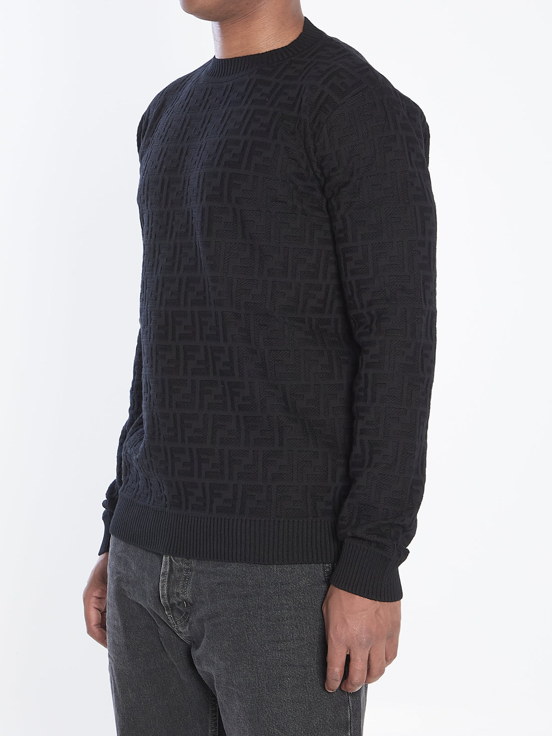 FENDI Men's FF Monogram Pullover Sweater - Regular Fit, Size IT 50