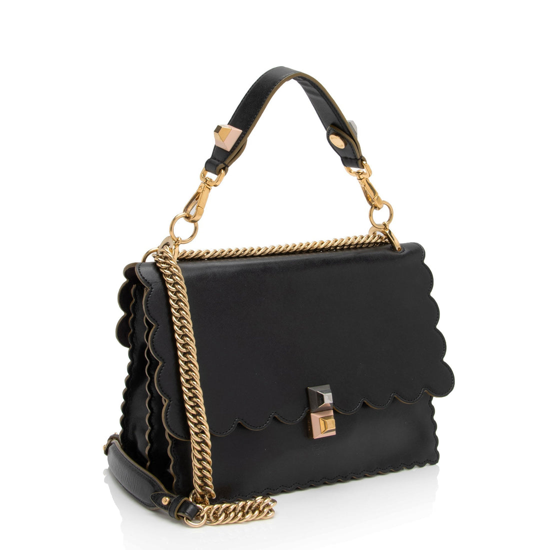 Fendi Calfskin Studded Kan I Medium Shoulder Bag (SHF-boJIBf)