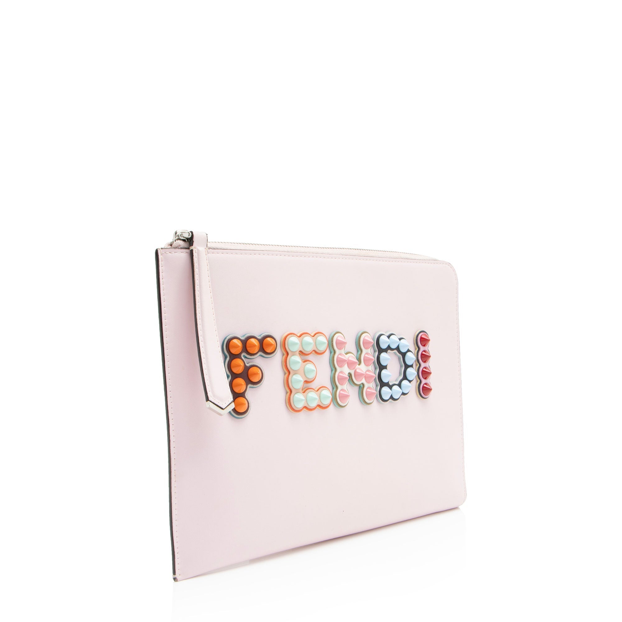 Fendi Leather Studded Fun Fair Clutch
