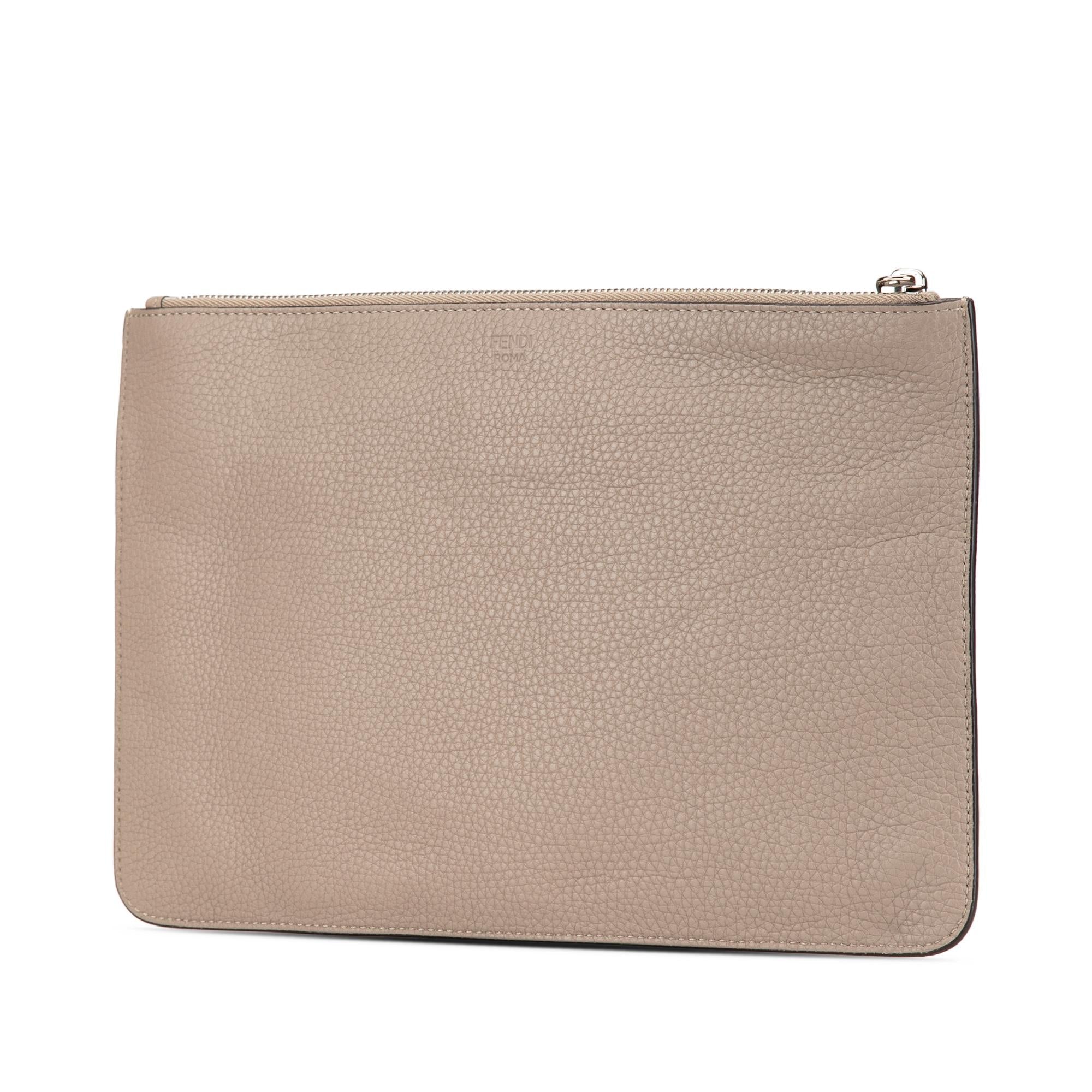 Fendi Sue Tilley Leather Banana Zip Clutch