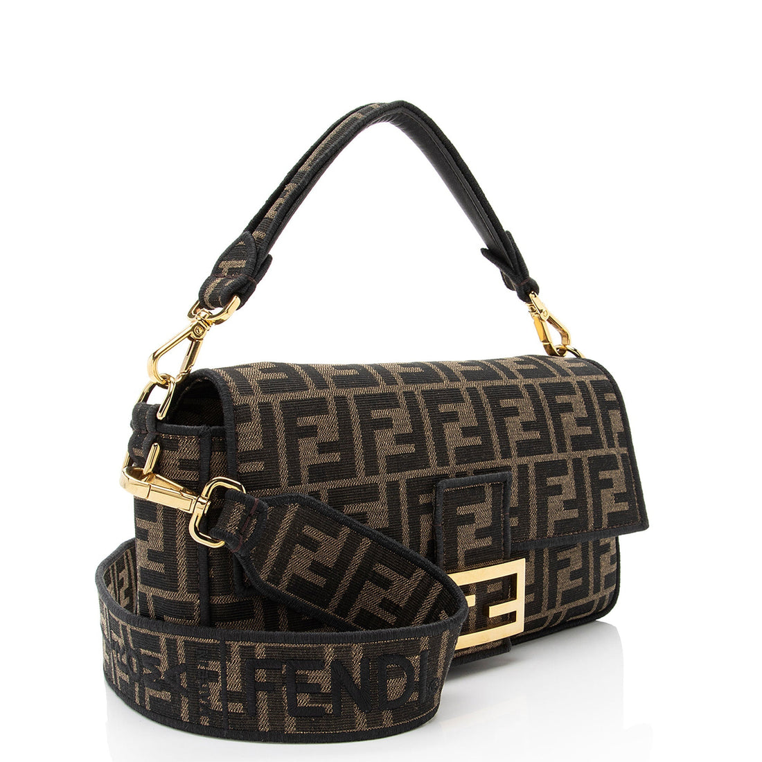 Fendi Zucca Calfskin Baguette Shoulder Bag (SHF-J0QlAm)