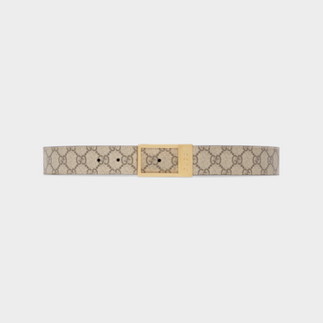Beige & Ebony GG Belt With Rectangular Buckle Designer Belts for Men