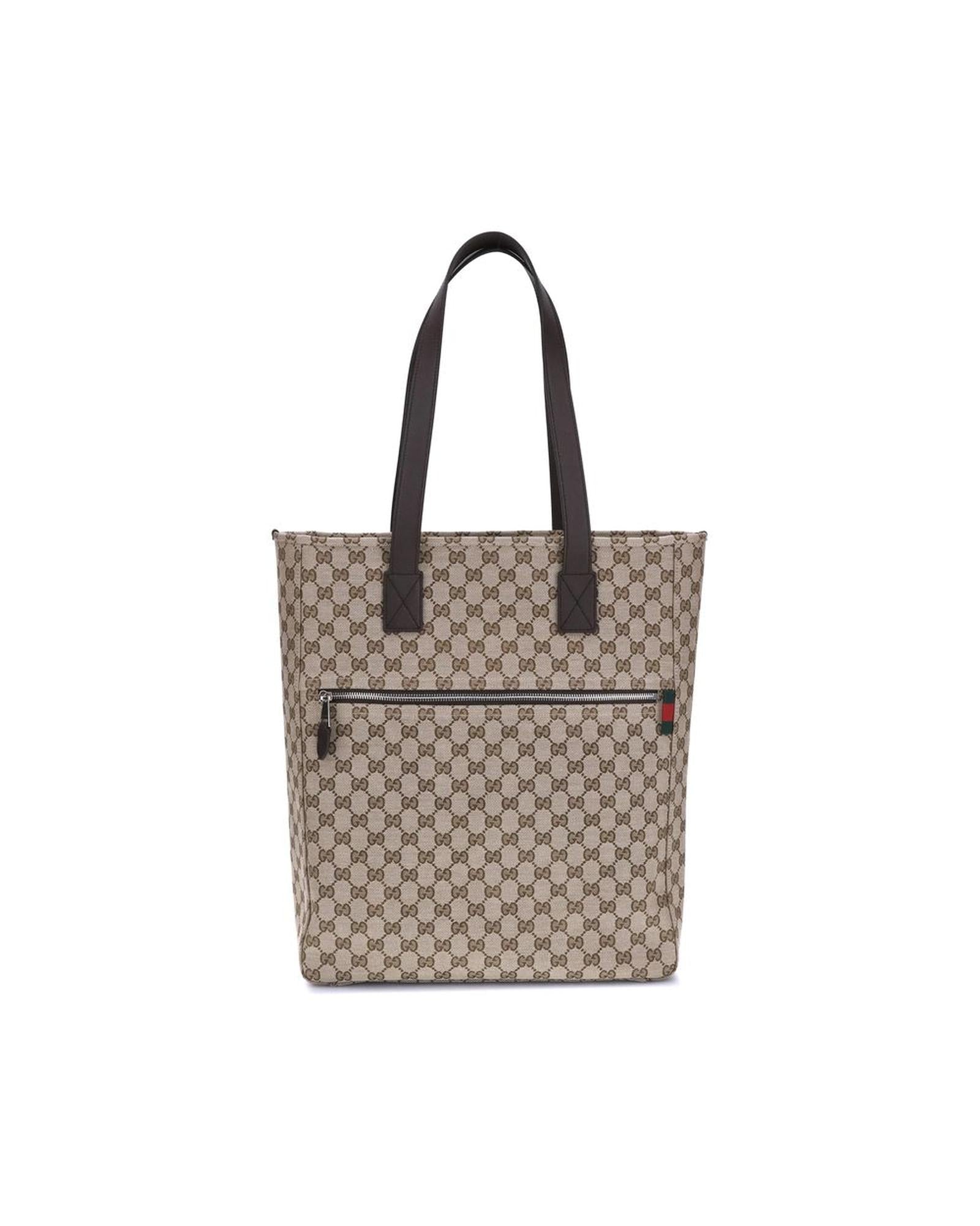 Gucci GG Monogram Canvas Tote Men Brown Shoulder Bags