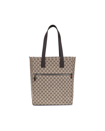 Gucci GG Monogram Canvas Tote Men Brown Shoulder Bags