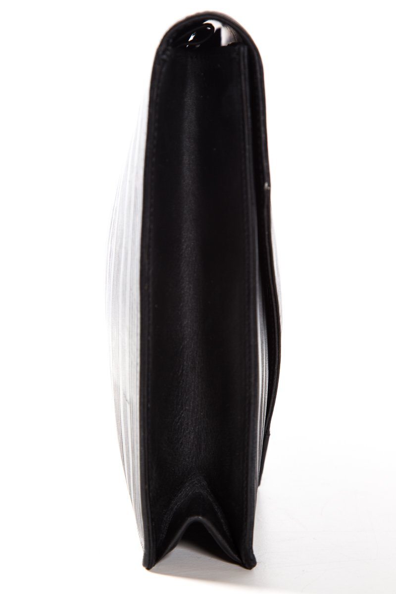 Gianni Versace Vintage Black Leather Snap Closure Clutch