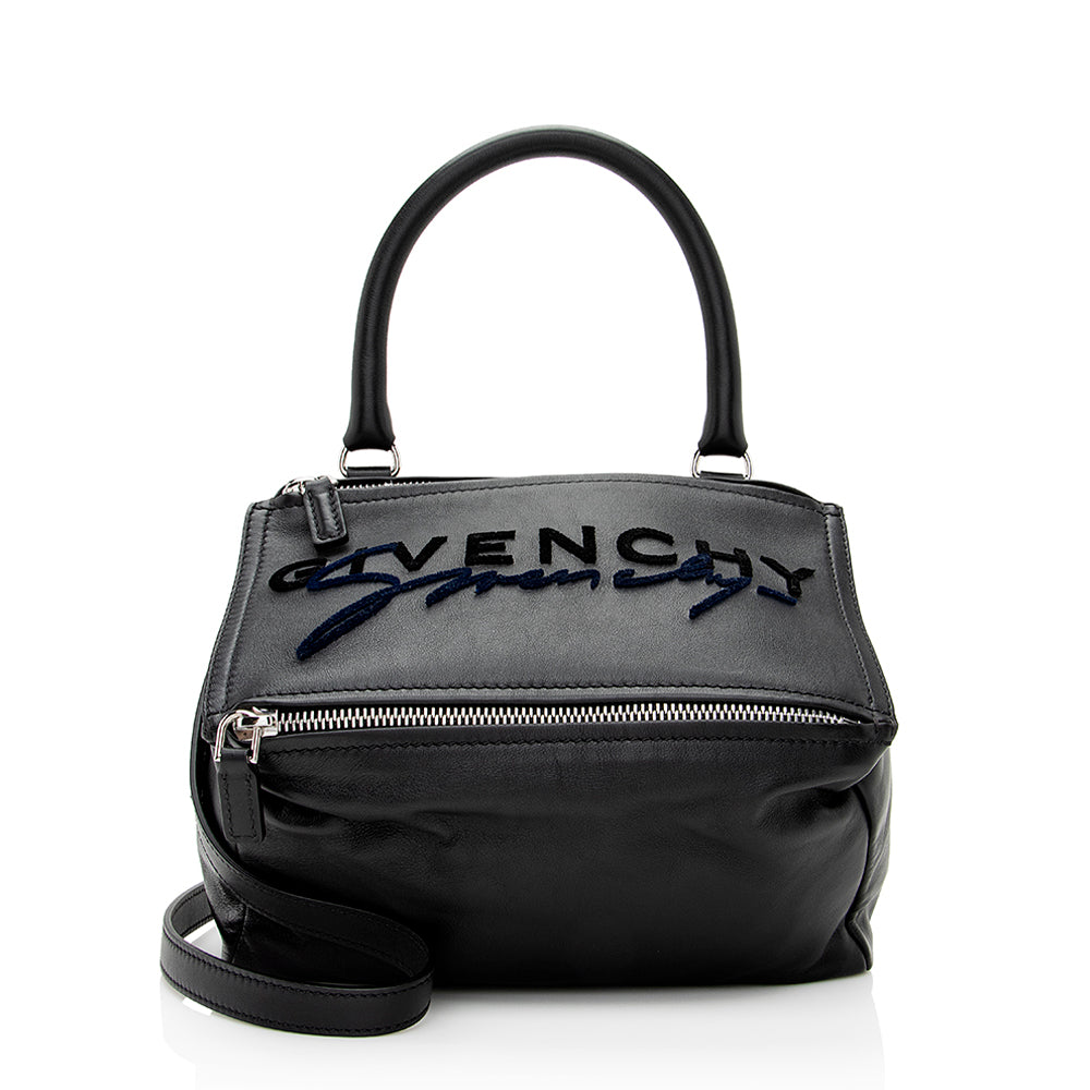 Givenchy Calfskin Velvet Logo Pandora Small Shoulder Bag (SHF-21572)