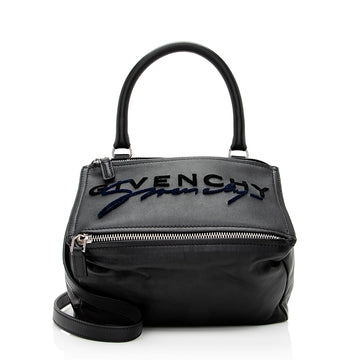 Givenchy Calfskin Velvet Logo Pandora Small Shoulder Bag (SHF-21572)