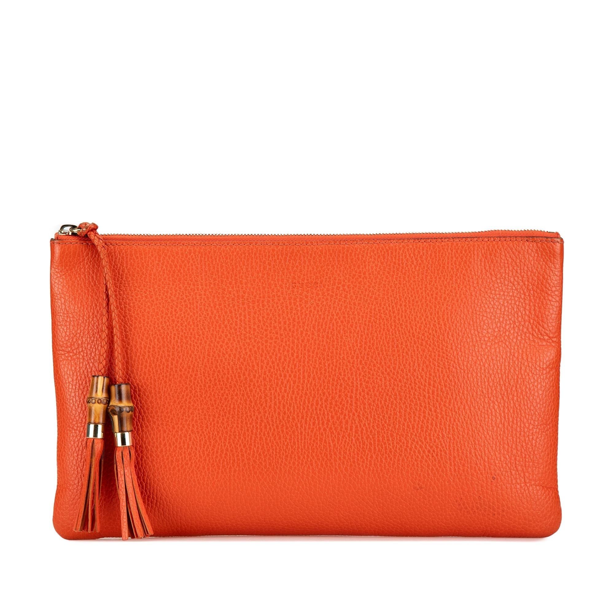 Gucci Calfskin Bamboo Tassel Clutch